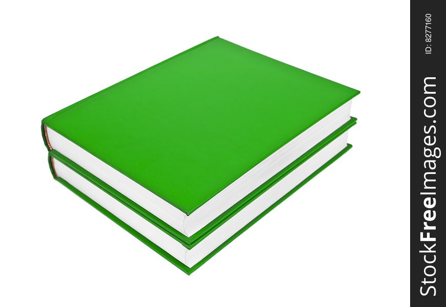 Two green books isolated on white background.