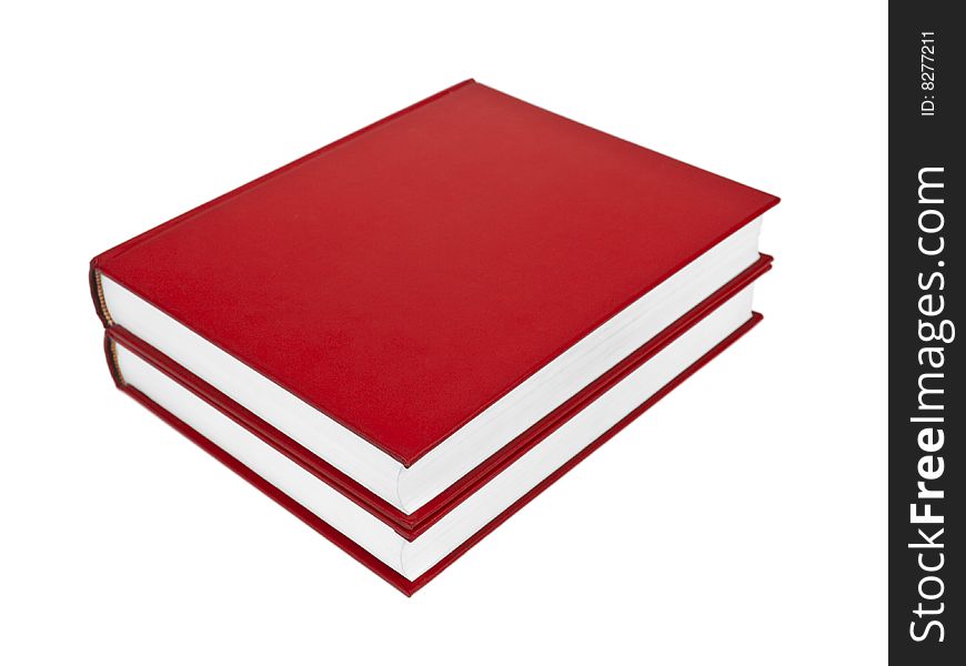 Two red books isolated on white background.
