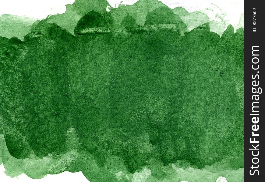 Abstract green watercolor blotch on white paper