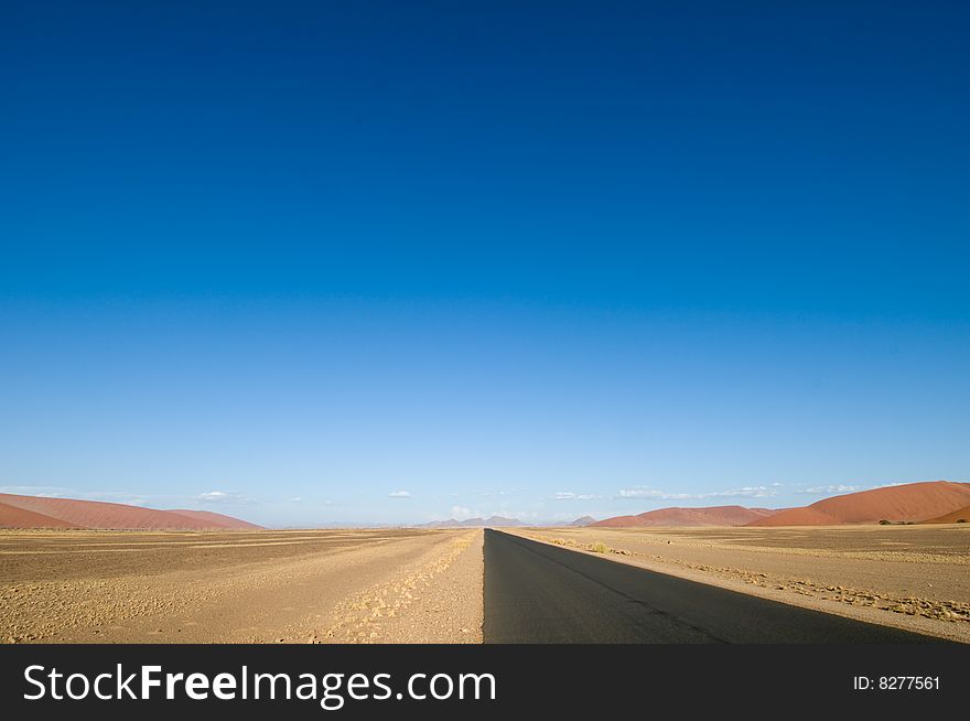 Long Straight Empty Desert Road, Namibia