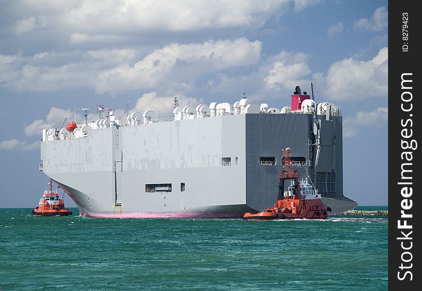 Huge ship at a port