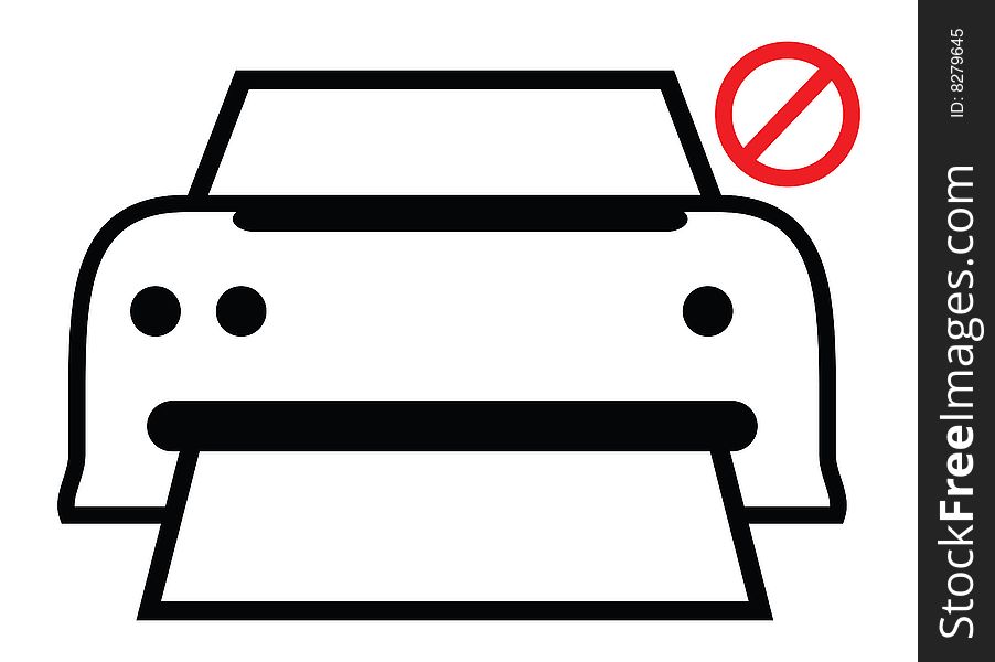 Detail of out of service laser printer designed by illustration