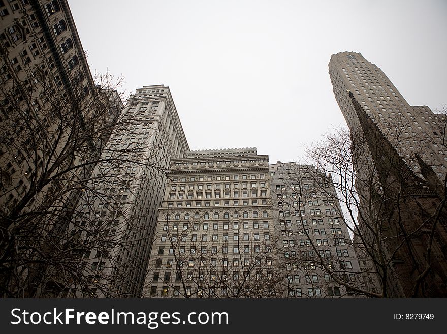 A city highrise with towers into the sky. A city highrise with towers into the sky