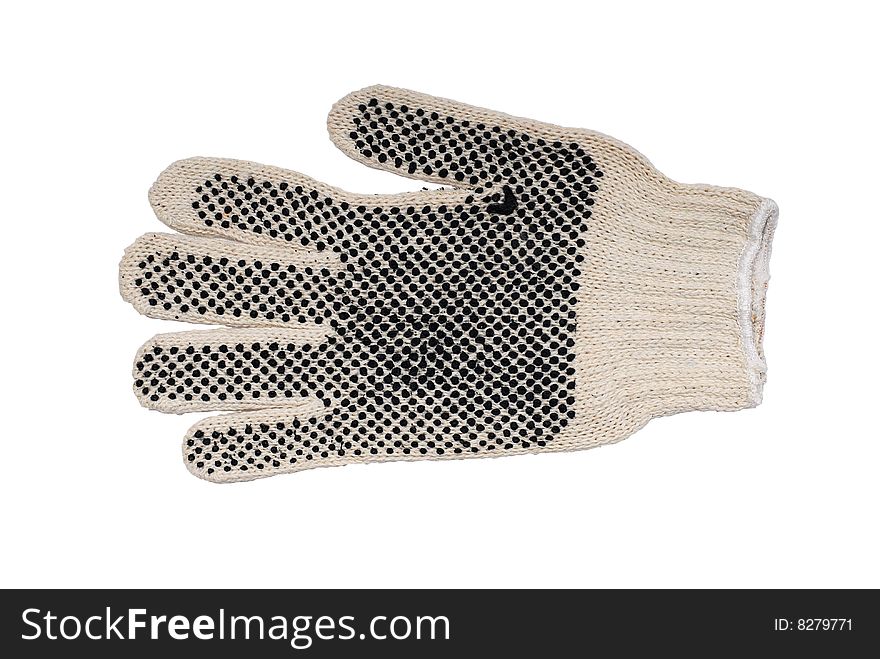 Safety glove isolated over white