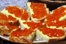 Sandwiches With Red Caviar Stock Image Sandwiches With Red Caviar Stock Image