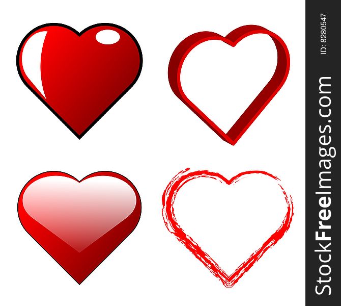 Set of different style heart shapes. Set of different style heart shapes