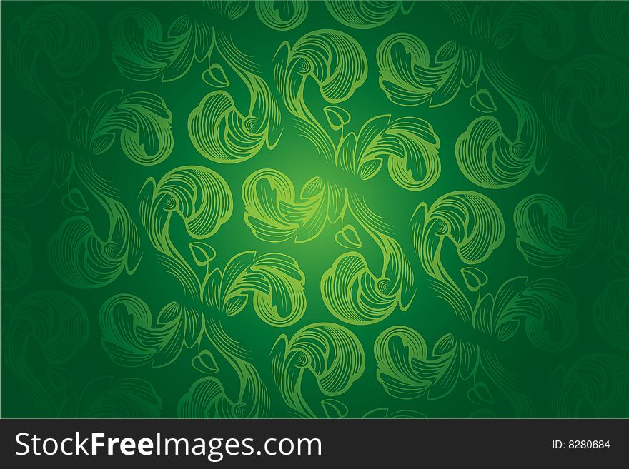 Green ornamenr background, vector illustration