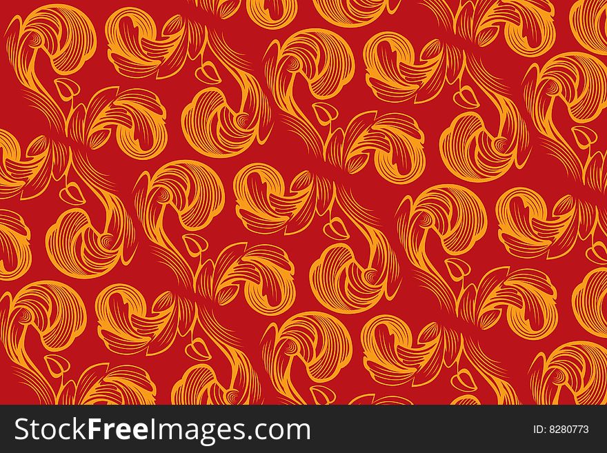 Red background with gold, vector illustration
