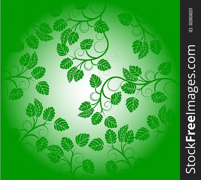 Green floral background, vector illustration