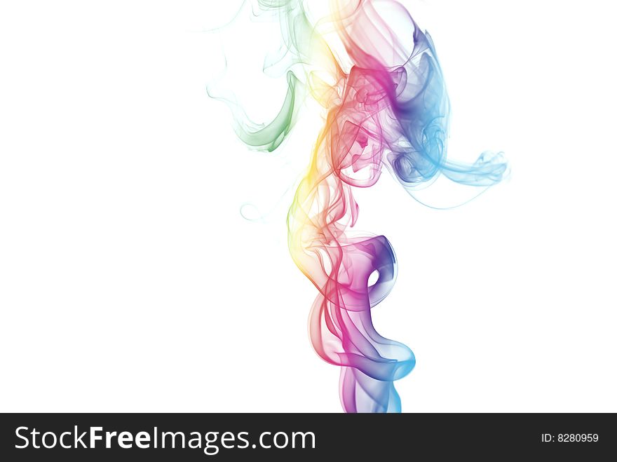 Colorful Pillar of smoke isolated at white background. Colorful Pillar of smoke isolated at white background