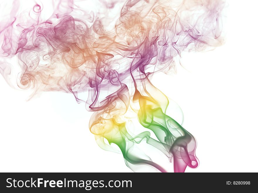 Colorful Pillar of smoke isolated at white background. Colorful Pillar of smoke isolated at white background