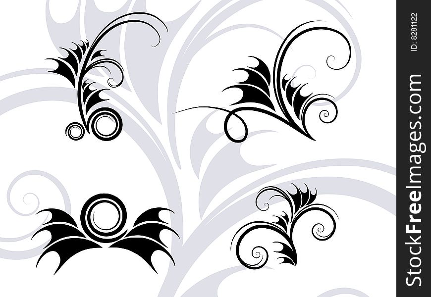 Abstract floral silhouette, element for design. Abstract floral silhouette, element for design