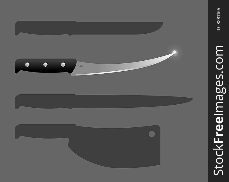 Vector illustration - a set of kitchen knives