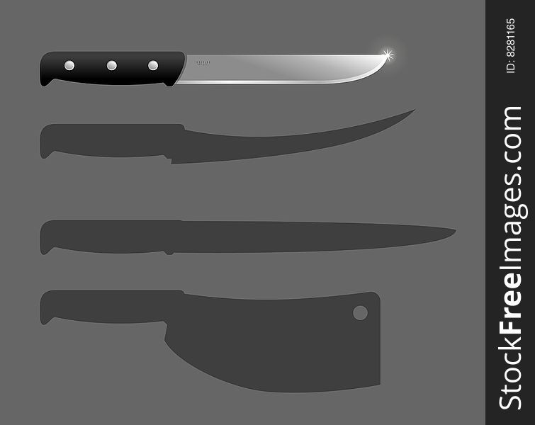 Vector illustration - a set of kitchen knives