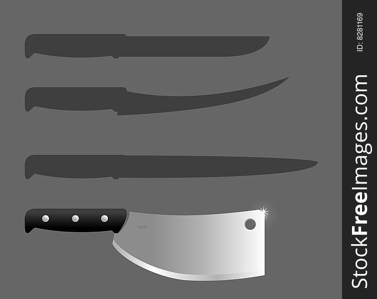 Vector illustration - a set of kitchen knives