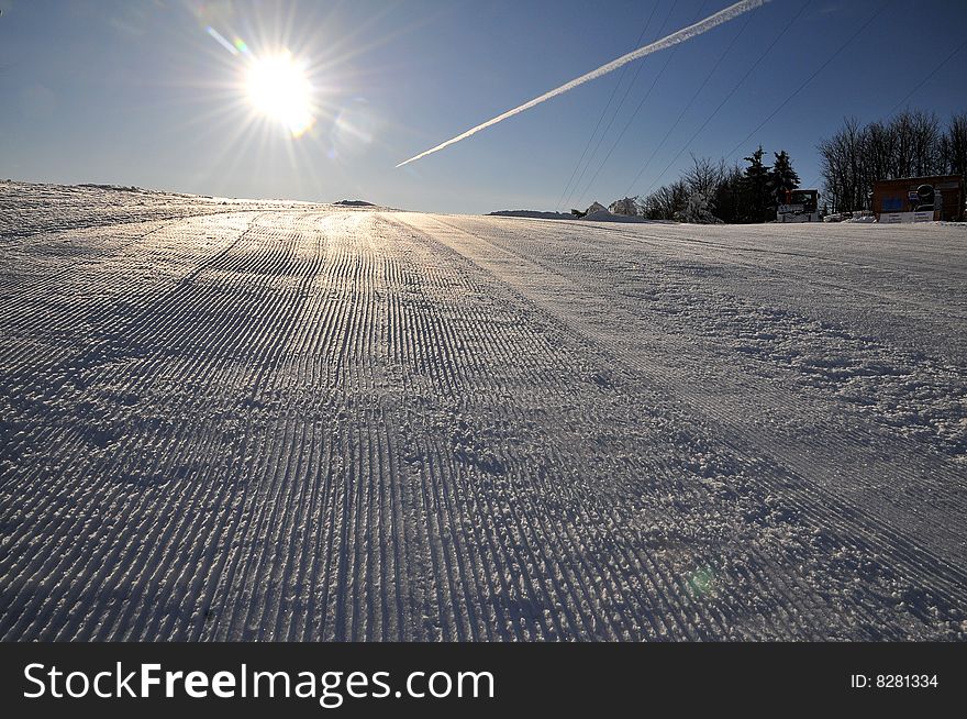 White snow - sunset