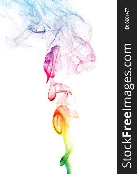 Colorful Rainbow Smoke isolated on white.