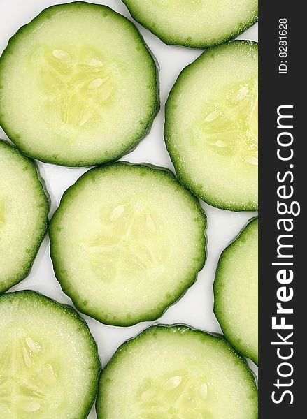 Many cucumber slices from above