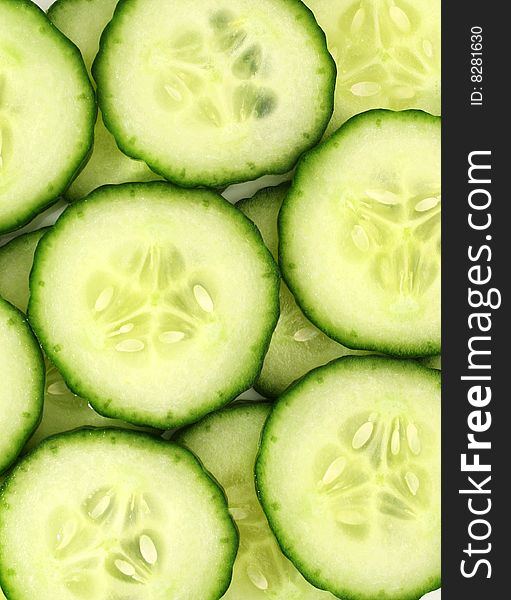 Many cucumber slices from above