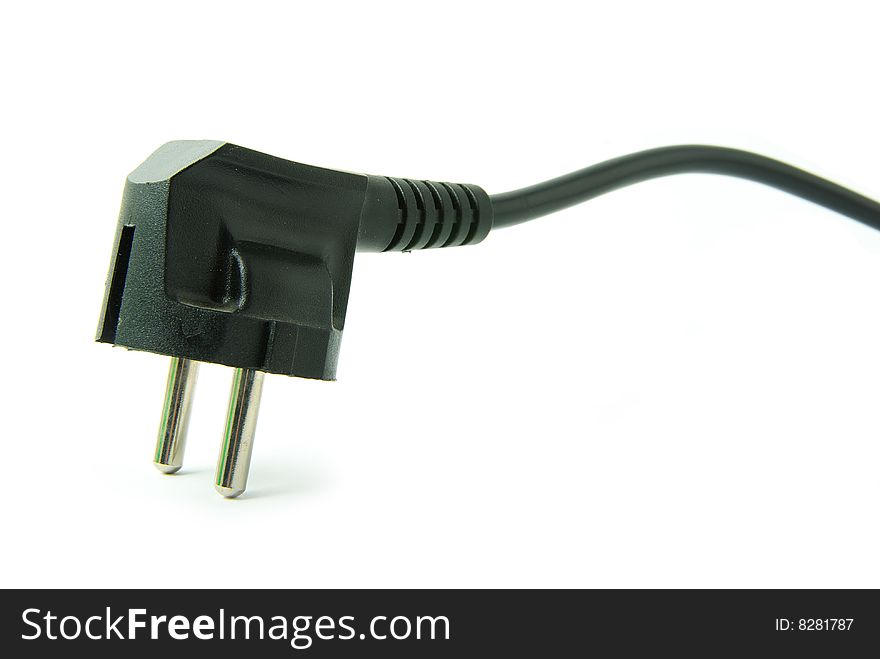 Black power plug isolated on a white