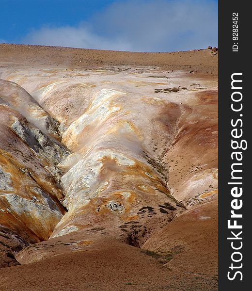 Geothermal platform and fields from a lava near to volcano Krafla in Iceland