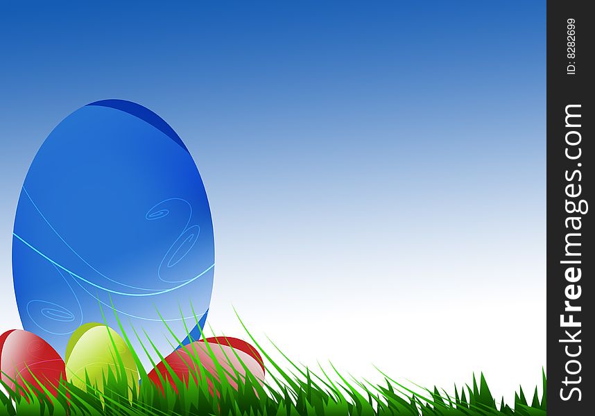 Easter background with blur grass