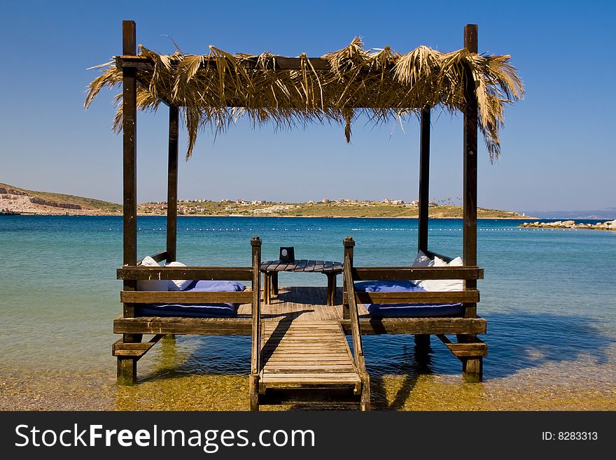 Pavilion in Turkish resort in the Aegean sea