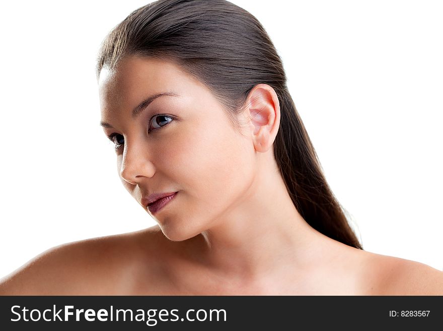 Close-up portrait of sensual young woman with beautiful brown eyes. Close-up portrait of sensual young woman with beautiful brown eyes