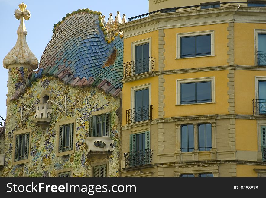 A very famous building, designed by Gaudi, Barcelona, Spain. A very famous building, designed by Gaudi, Barcelona, Spain