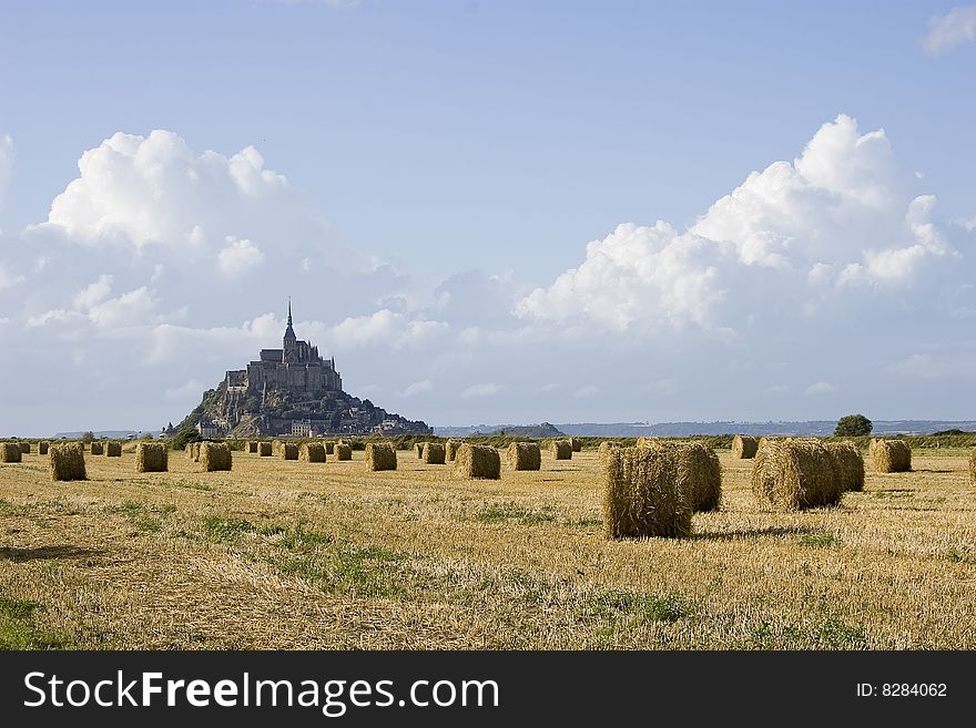 Hay-field in Mont Saint Michel, France. Hay-field in Mont Saint Michel, France