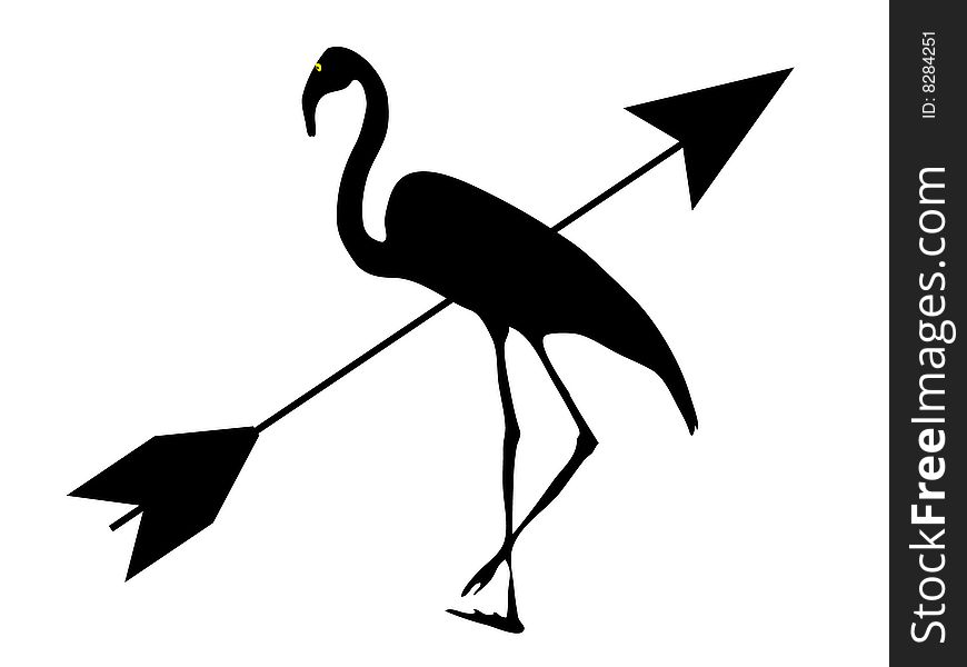 flamingo and arrow on white background ,vector,illustration. flamingo and arrow on white background ,vector,illustration