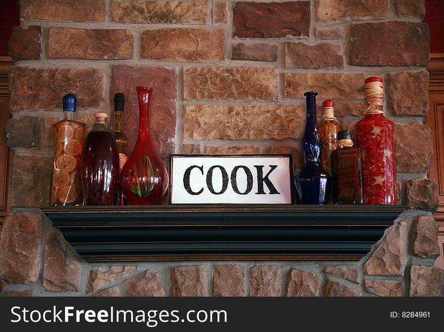 A custom shelf with spices for the cook. A custom shelf with spices for the cook