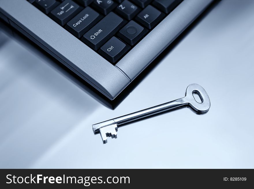 Computer keyboard and key.Close-up