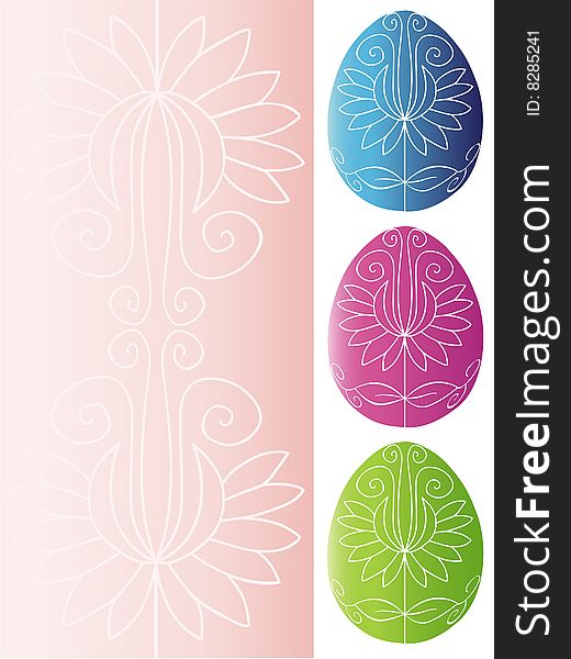 Pink easter banner with colorful eggs. Pink easter banner with colorful eggs