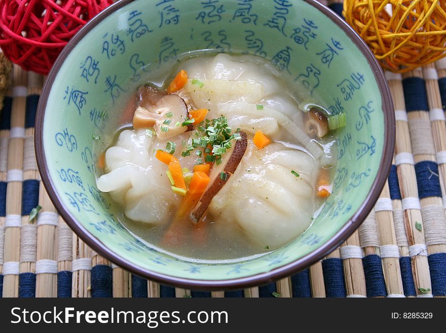 Fresh asian food with mushrooms and vegetables