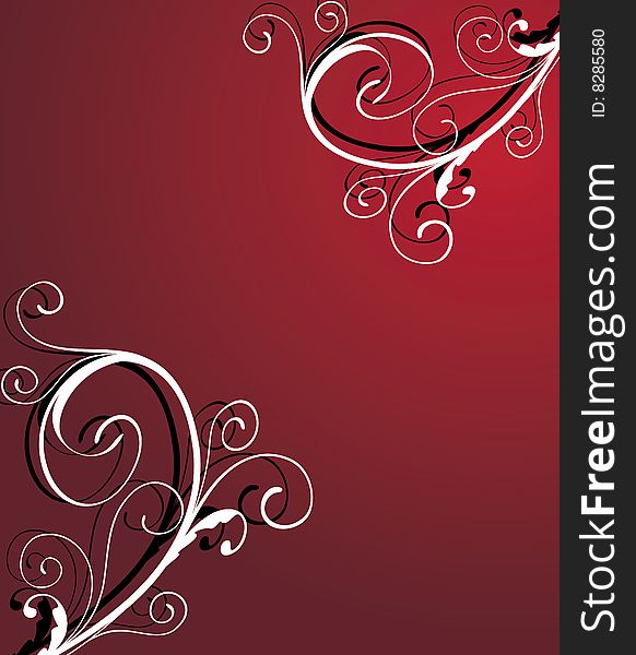 Floral pattern on red background (vector). Floral pattern on red background (vector)