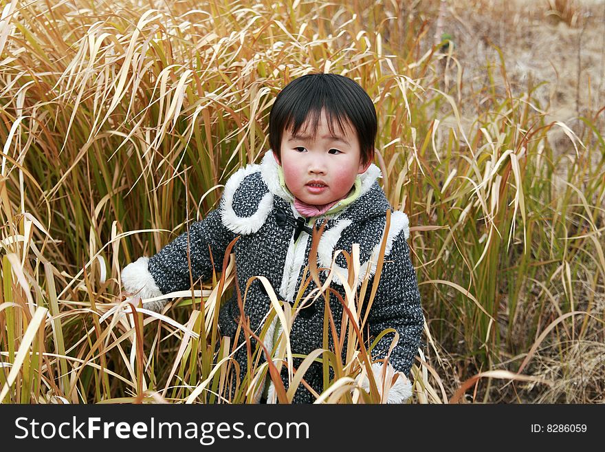 Chinese little child in the jieyang park