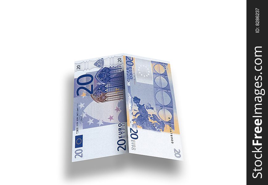 Twenty euros a white background