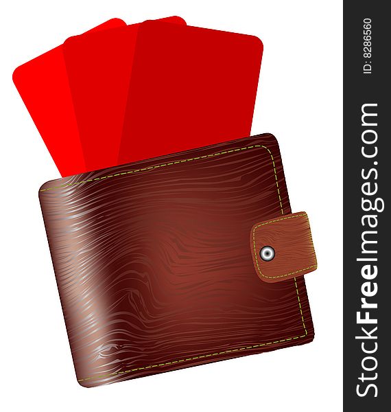 Realistic wallet with cards, vector illustration