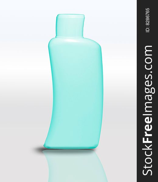 Small shampoo bottle on a white background