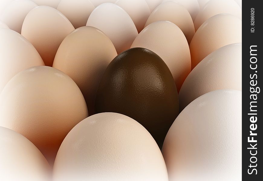 Fine 3d image of chocolate and traditional eggs