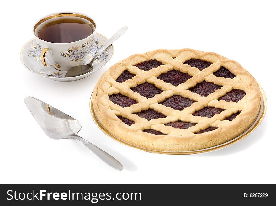 Italian cherry cake and tea