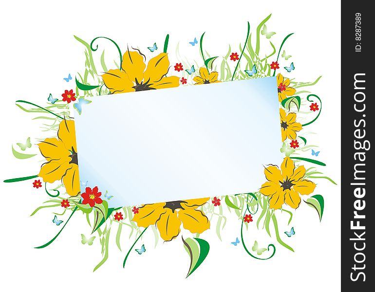 Floral frame isolated on white background