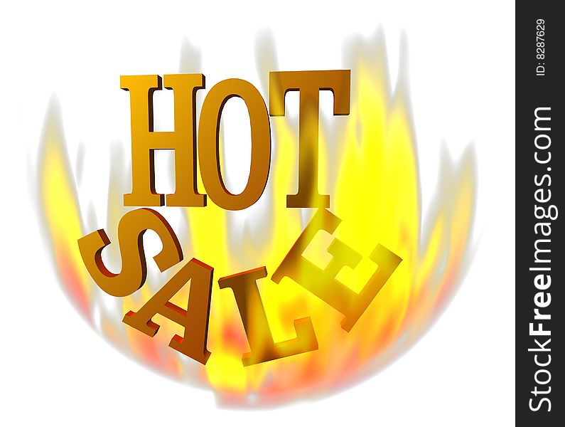 Illustration of the words Hot Sale surrounded by flames