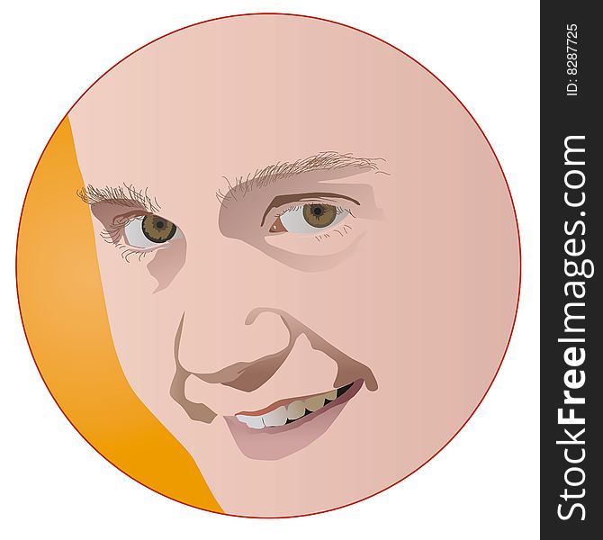 Illustration of man's smiling face inside of a circle