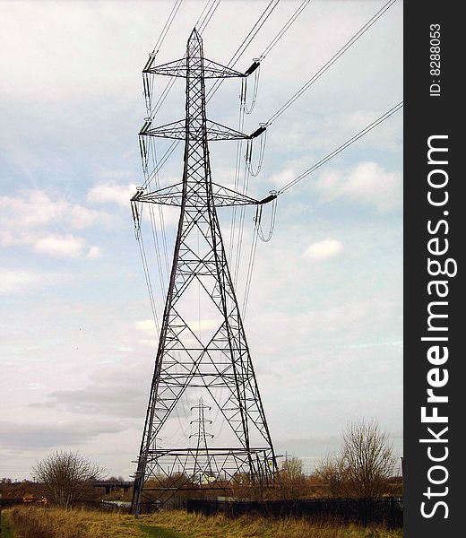 Electricity pylons on Walthamstow marshes. Electricity pylons on Walthamstow marshes