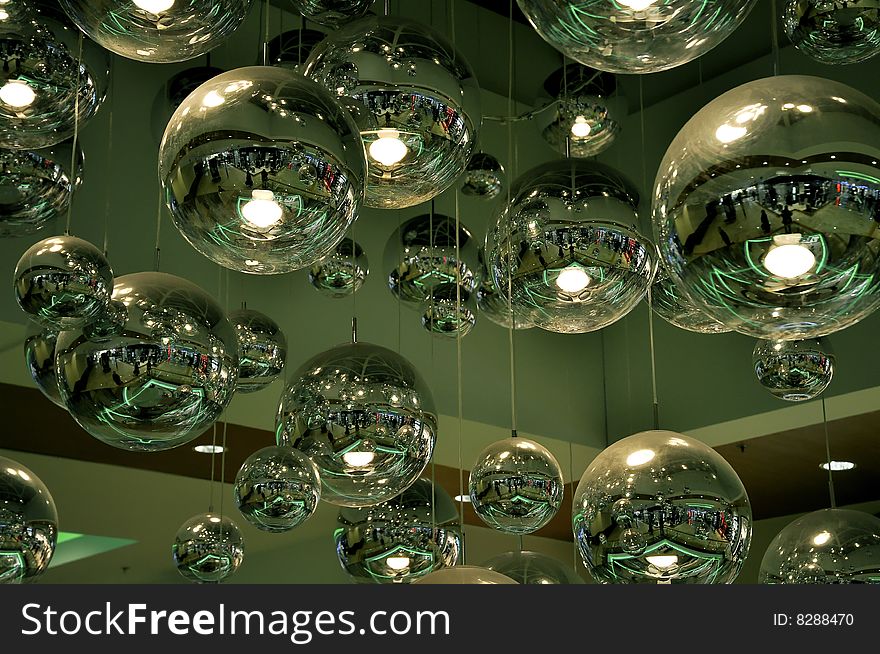 This photograph represent green christmas decoration balls