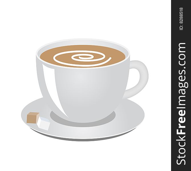 Coffee cup with aroma steam on a white background. Vector illustration.