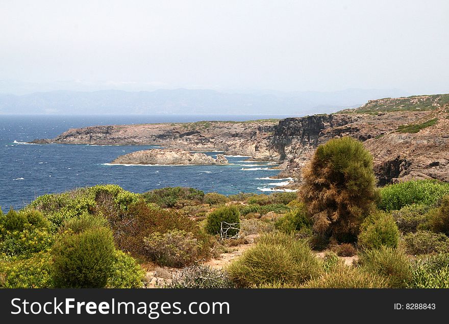 Mediterranean landscape with sea and stones