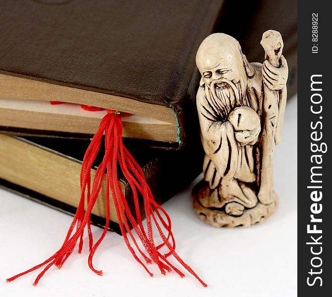 Netsuke, Books And Red Bookmark